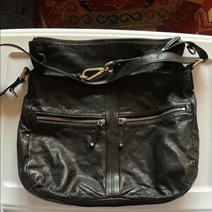 Vintage Banana Republic Black Leather Crossbody Bag - adjustable strap.